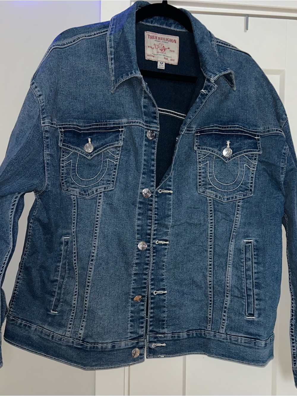 True Religion Women's Blue Denim Jacket Sz XL